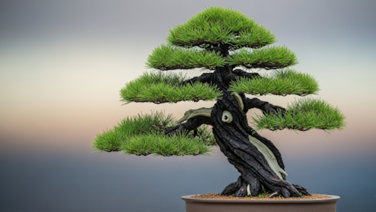 力強い枝ぶりを持つ黒松の盆栽