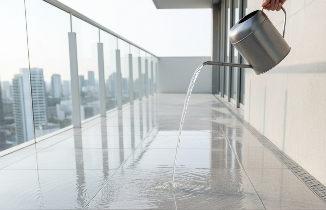 大判で継ぎ目が少なく掃除がしやすい磁器タイル