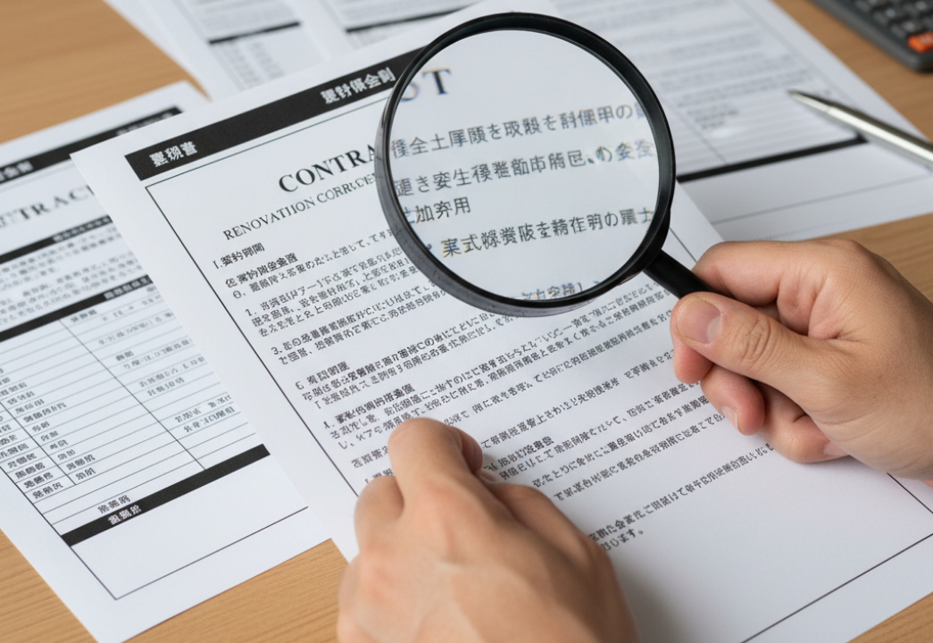 複数の見積書を比較検討している様子