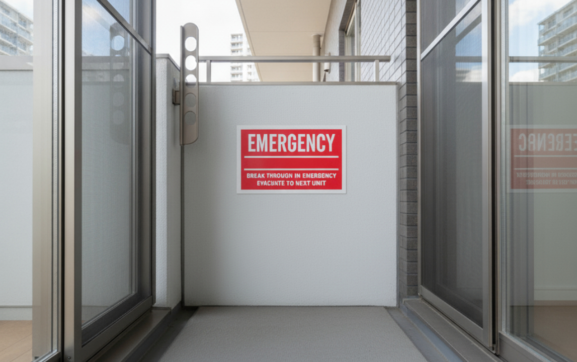 マンションのベランダにある避難用の隔て板